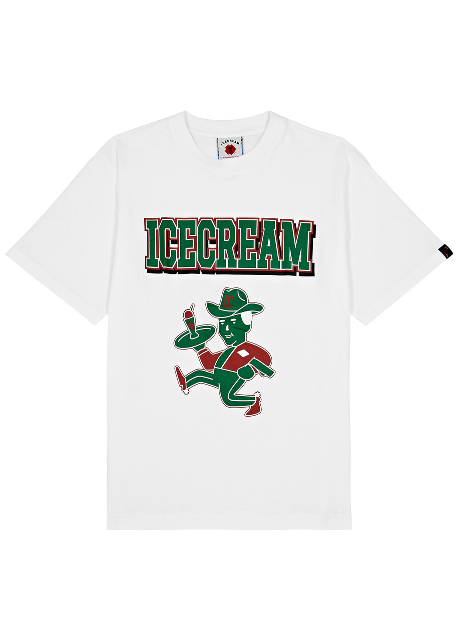 Ice Cream Served Up Printed Cotton T-shirt In White