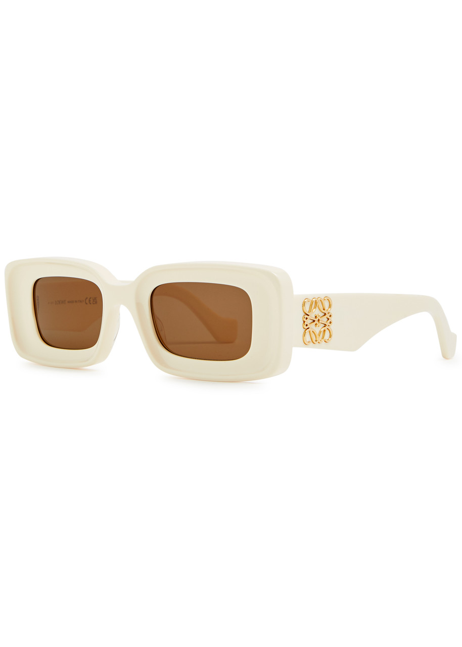 Loewe - Rectangle-Frame Sunglasses, White, Sculpted Frame, Women's Sunglasses Square, 100% UV Protection - One Size