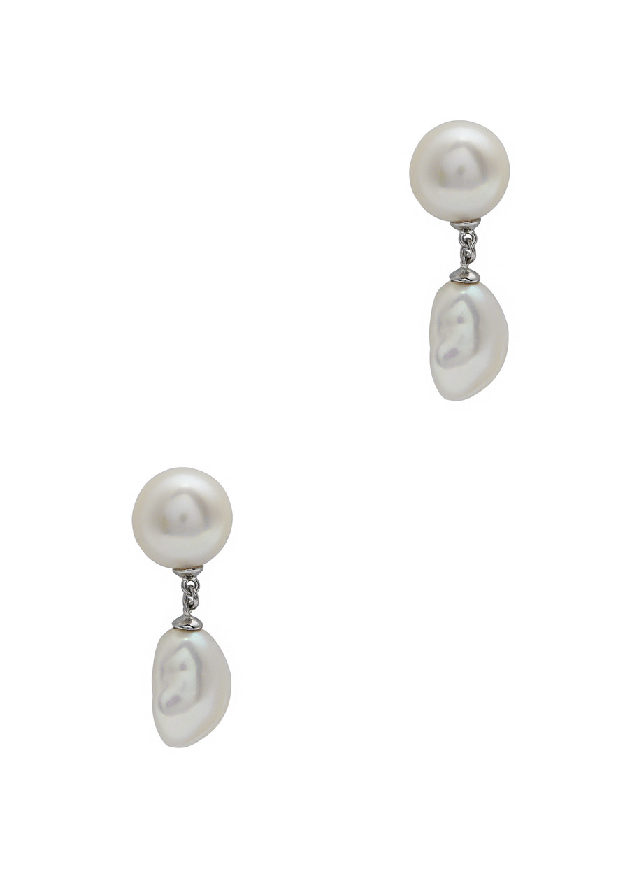 Kenneth Jay Lane Baroque Pearl And Sterling Silver Drop Earrings