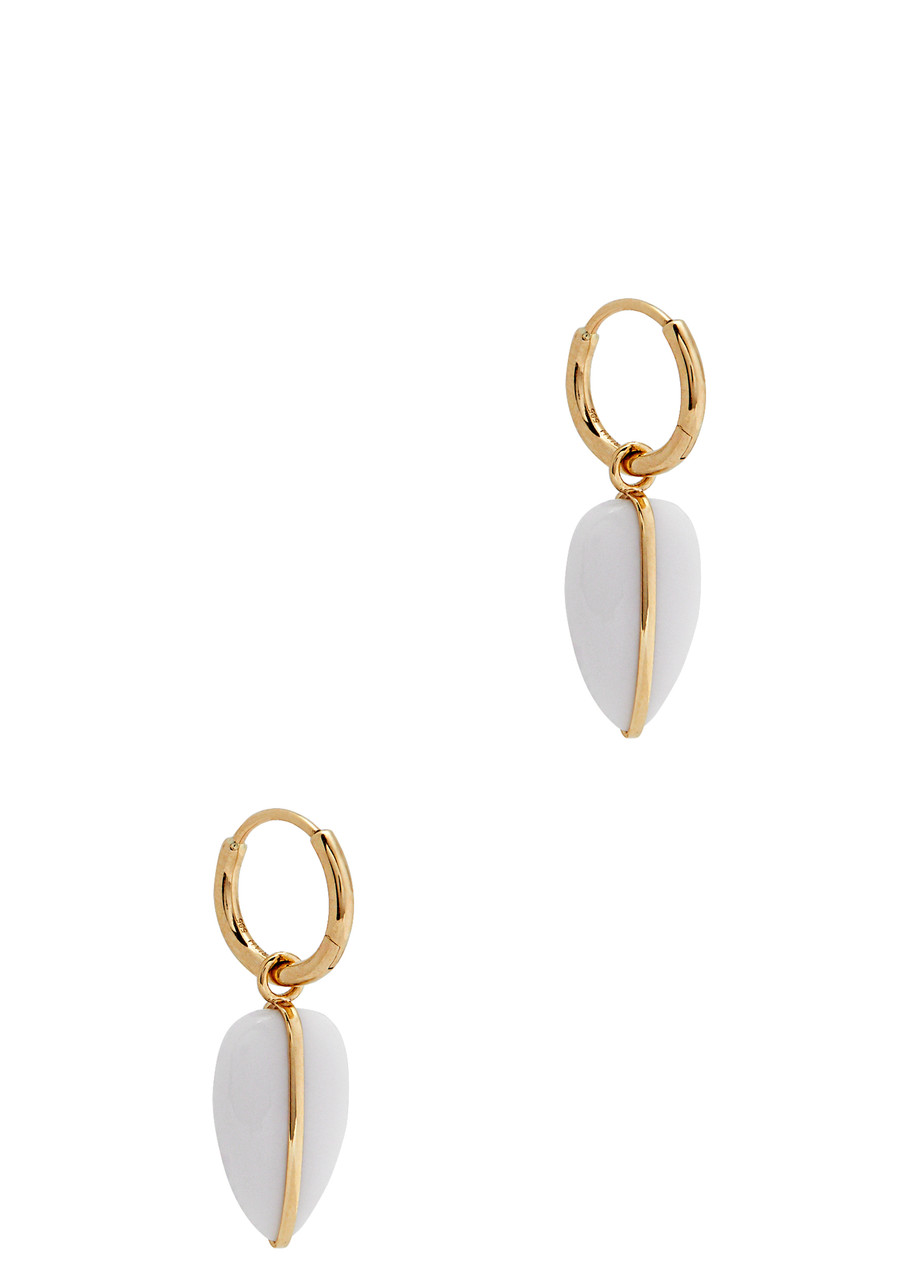 By Pariah Pebble 14kt Gold Hoop Earrings In White