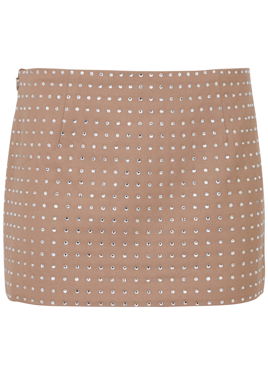 De La Vali Isidora Crystal-embellished Miniskirt In Beige