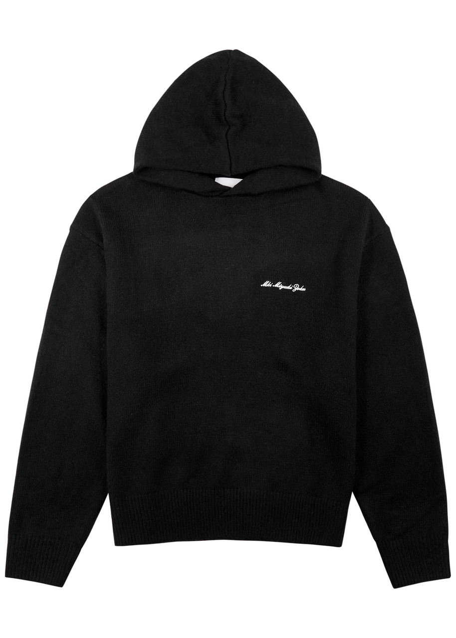 Mki Miyuki Zoku Logo-embroidered Hooded Knitted Sweatshirt In Black