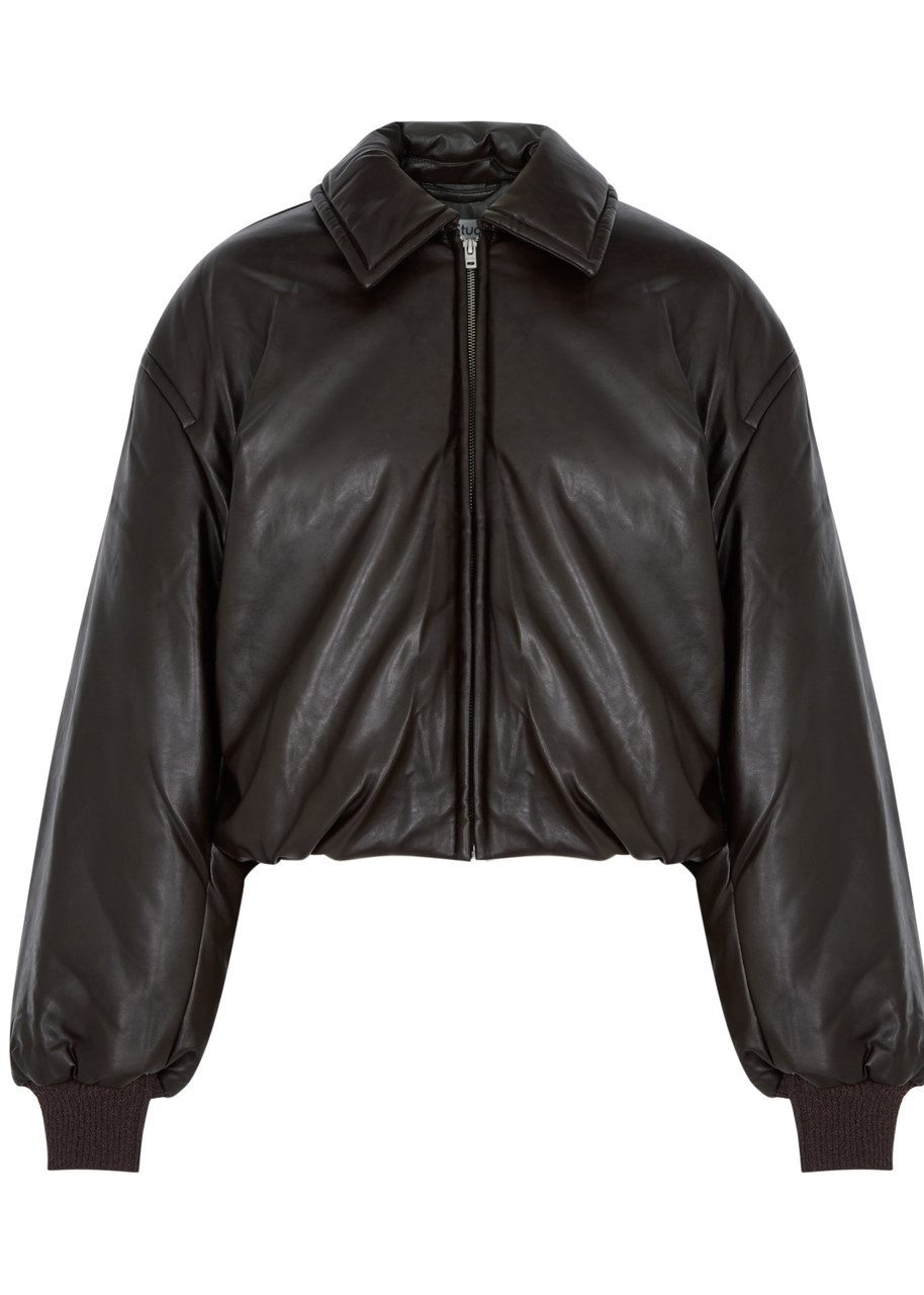 Acne Studios Padded Faux Leather Bomber Jacket In Black