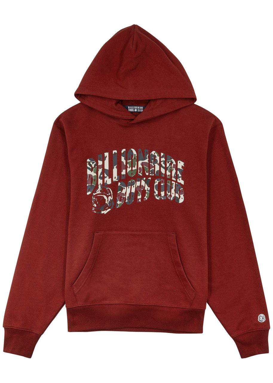 Billionaire Boys Club Duck Camo Arch Logo Hooded Cotton Sweatshirt In Red