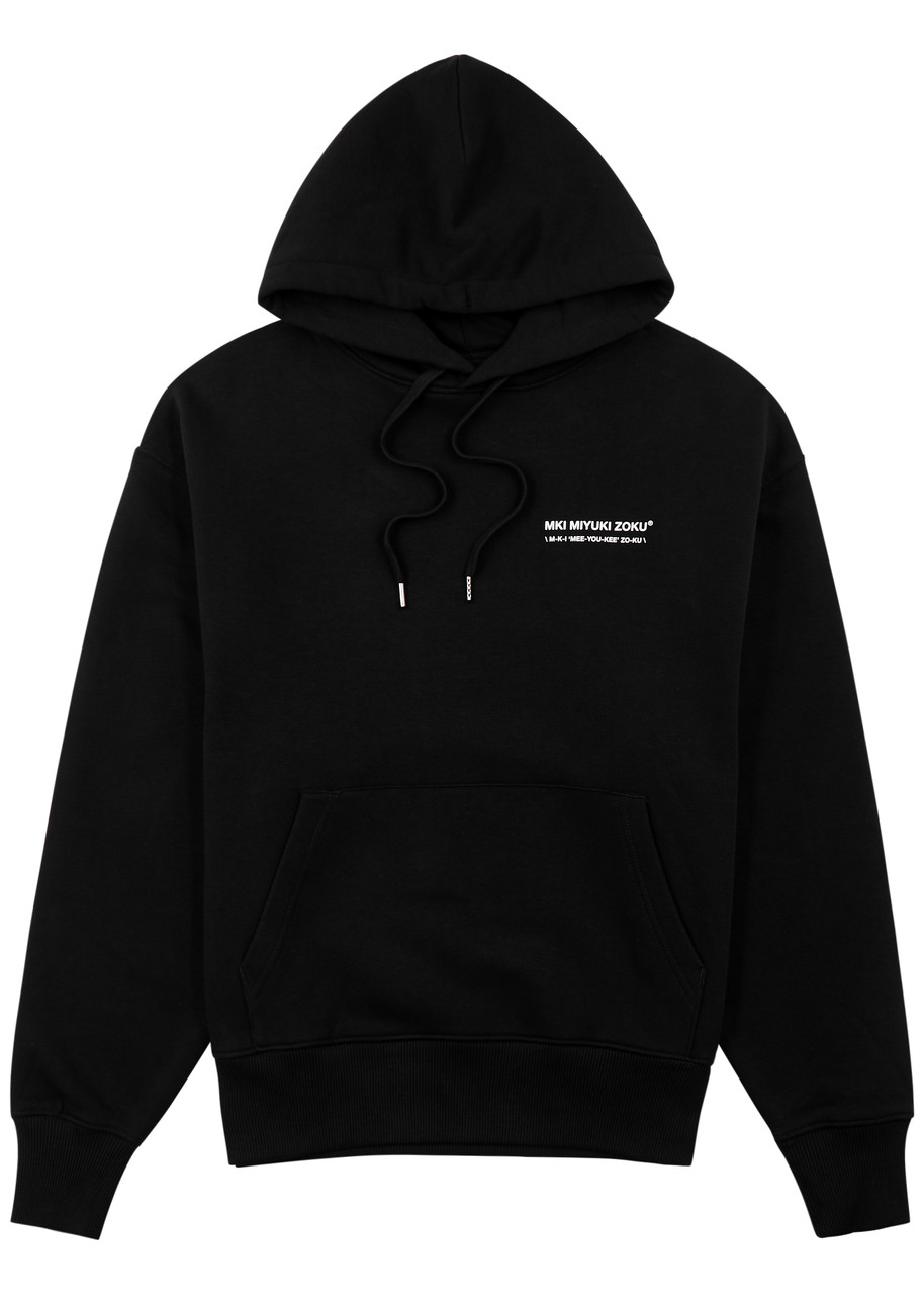 Mki Miyuki Zoku Phonetic Printed Hooded Cotton-blend Sweatshirt In Black