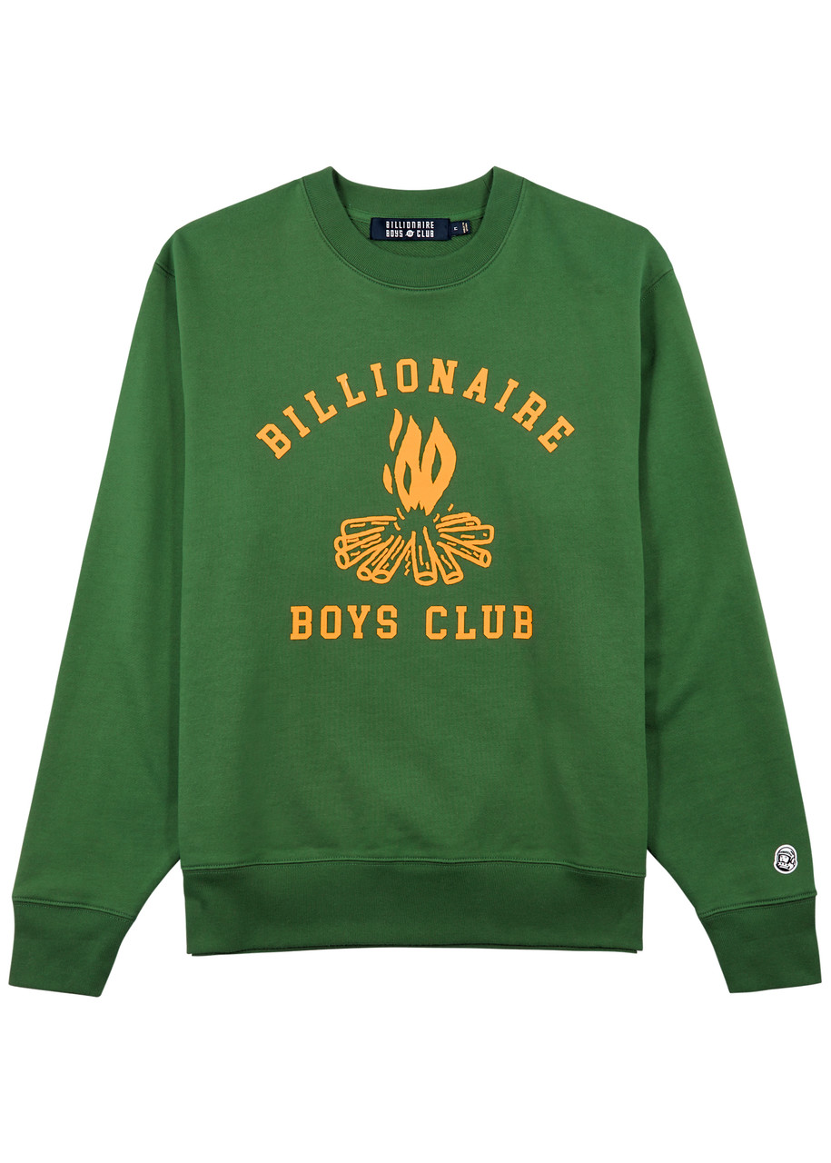 Billionaire Boys Club Campfire Logo-print Cotton Sweatshirt In Green