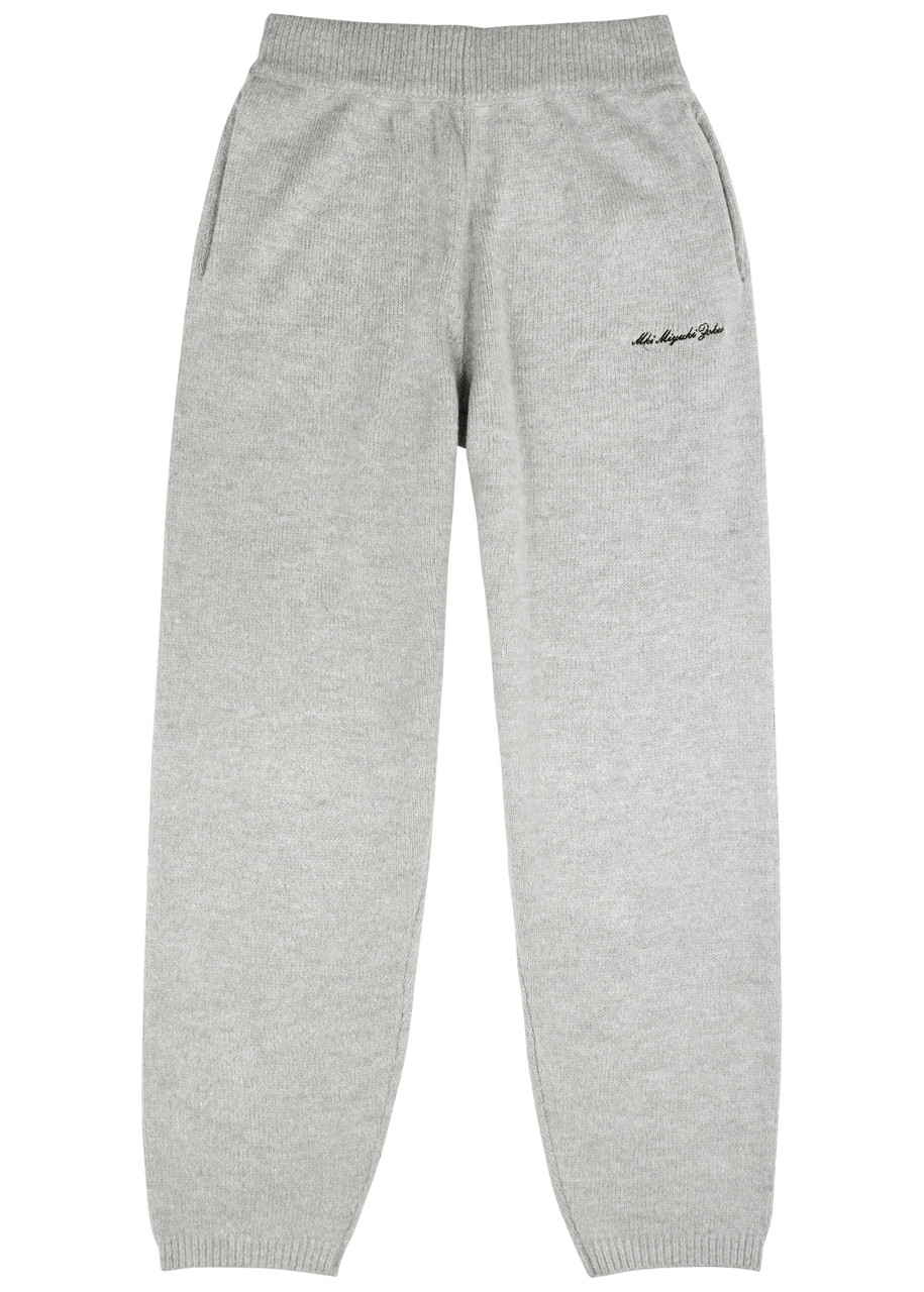 Mki Miyuki Zoku Logo-embroidered Knitted Sweatpants In Grey