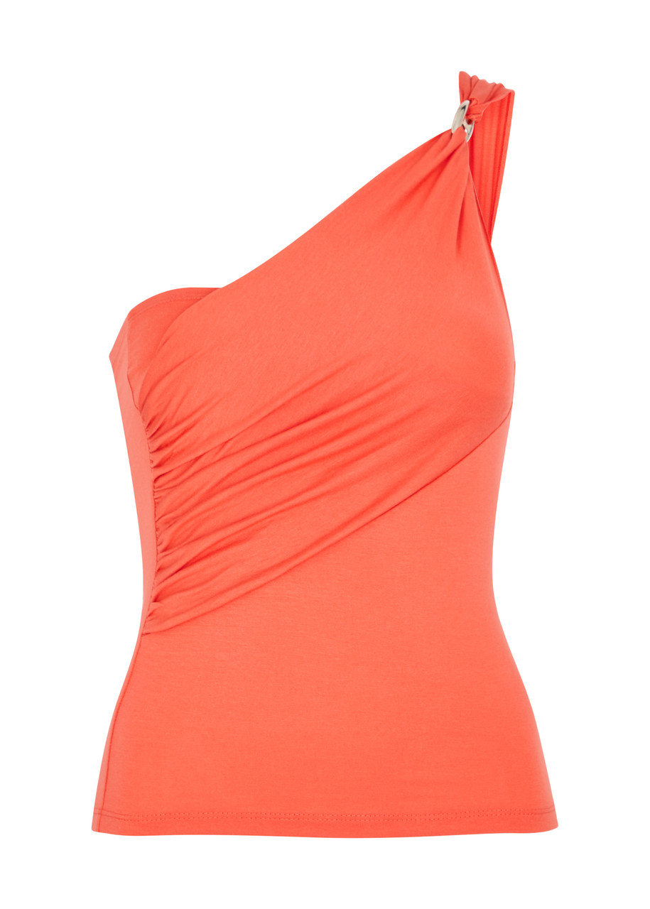 Shop Gimaguas Julia One-shoulder Stretch-jersey Top In Orange