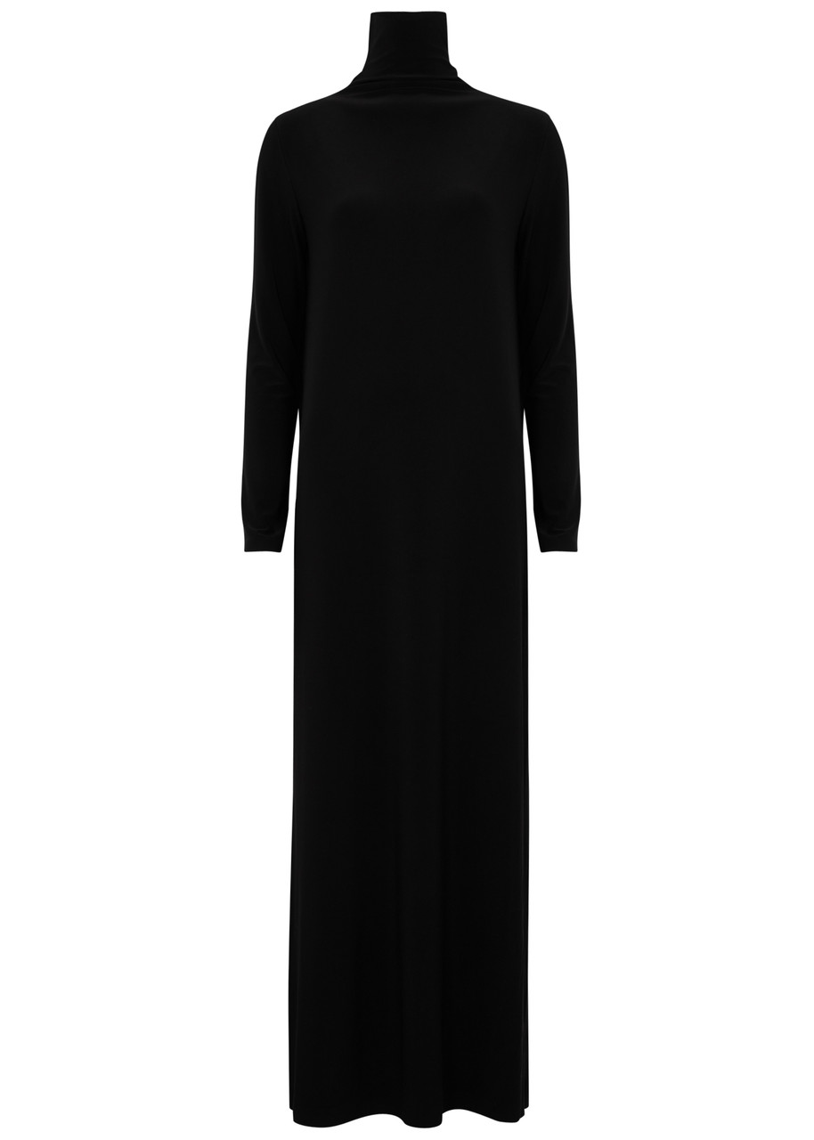 Norma Kamali Roll-neck Stretch-jersey Maxi Dress In Black