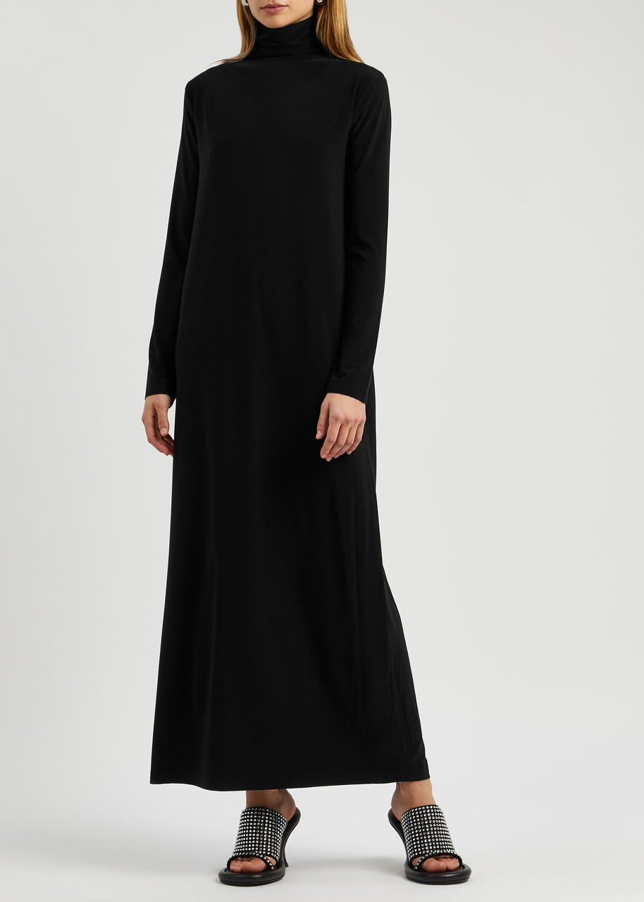 Norma Kamali Roll-neck Stretch-jersey Maxi Dress In Black