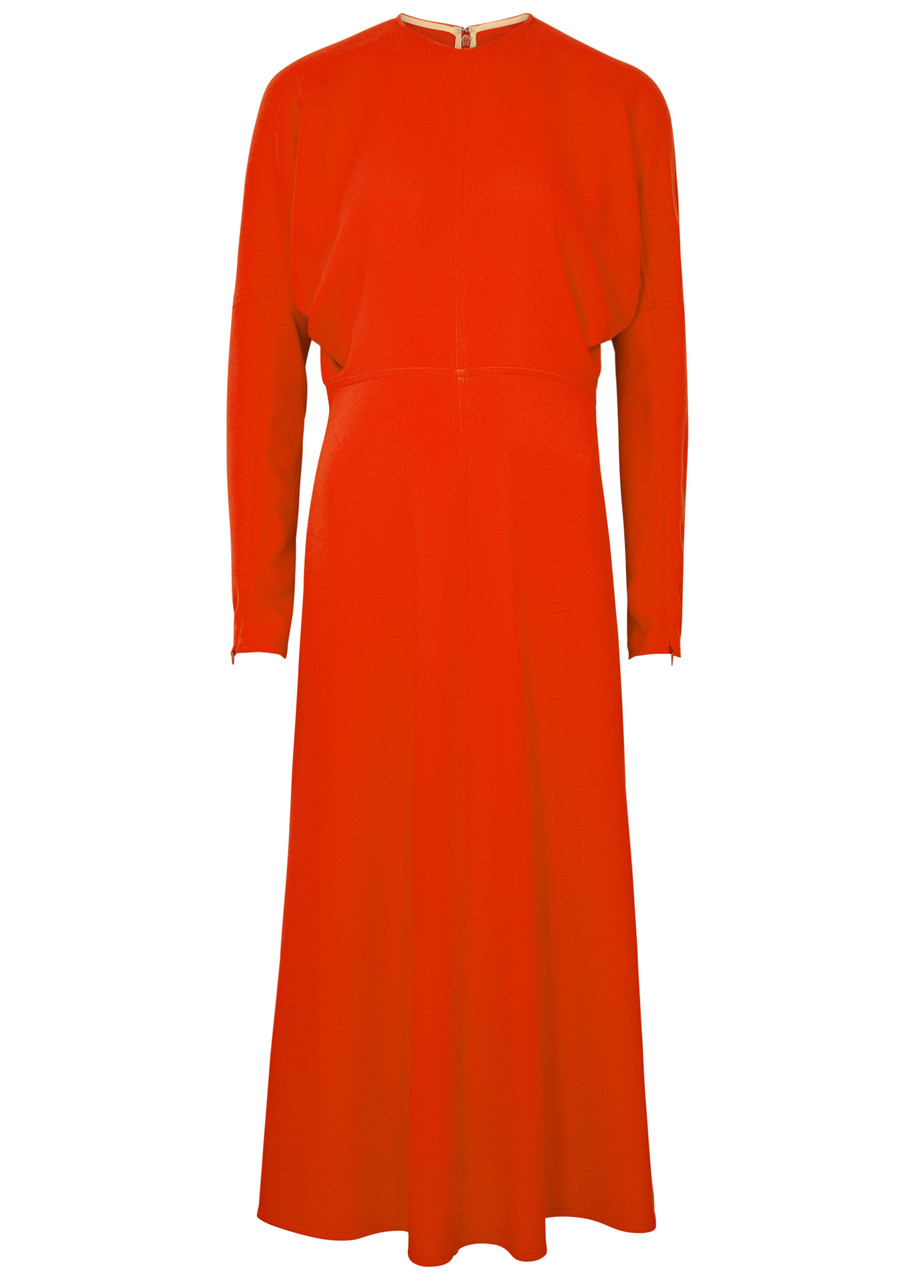 Victoria Beckham Panelled Midi Dress In Red