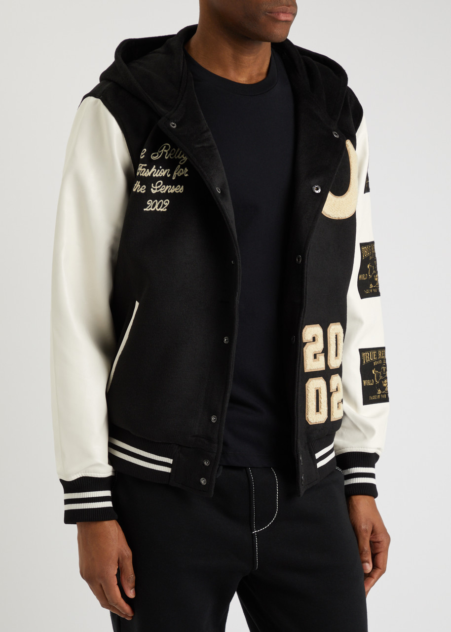  True Religion Logo-embroidered Felt Varsity Jacket - Black - L 