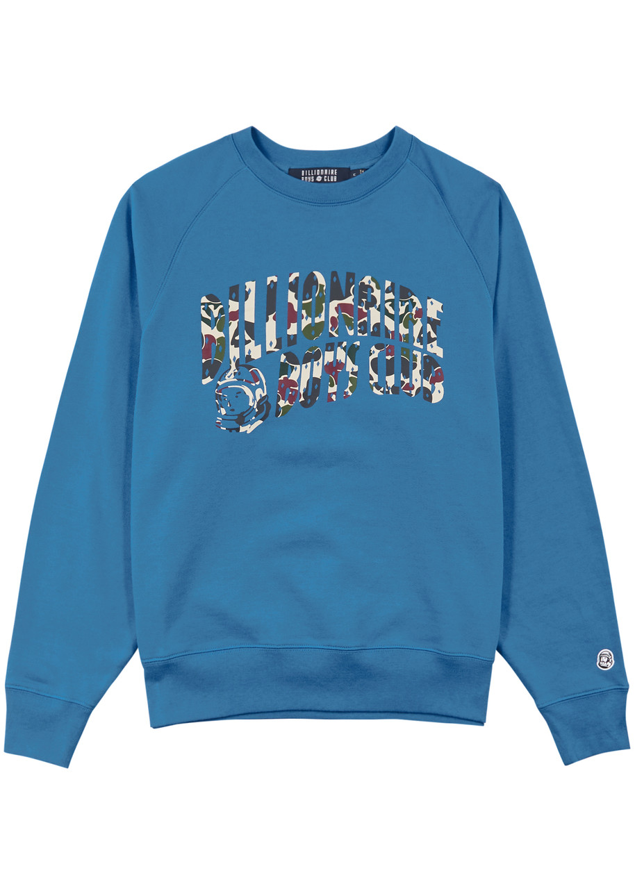 Shop Billionaire Boys Club Duck Camo Arch Logo-print Cotton Sweatshirt In Blue