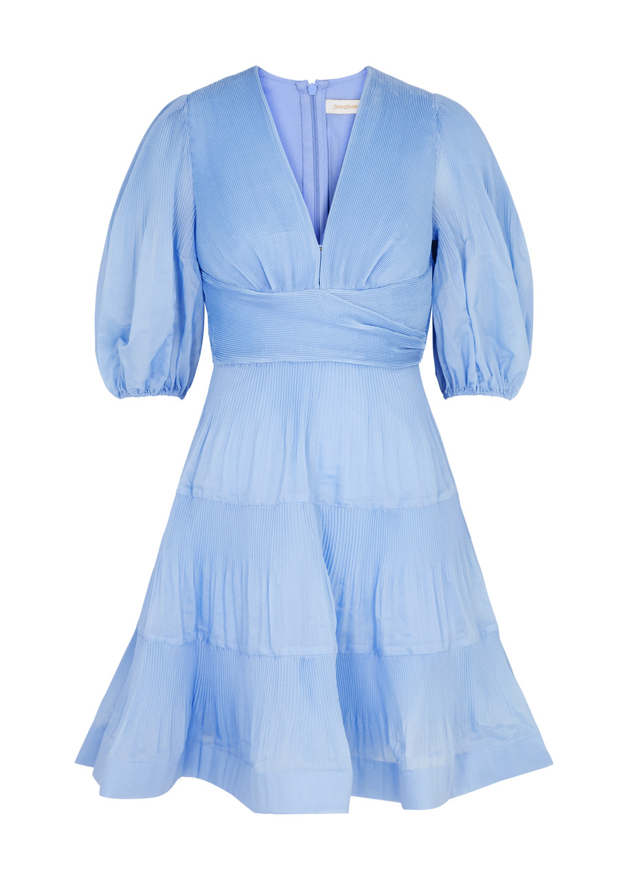 【送料&関税込】Zimmermann Light-blue Pleated Mini Dress In Zimmermann Pleated Frill Tiered Minidress | Saks Fifth Avenue