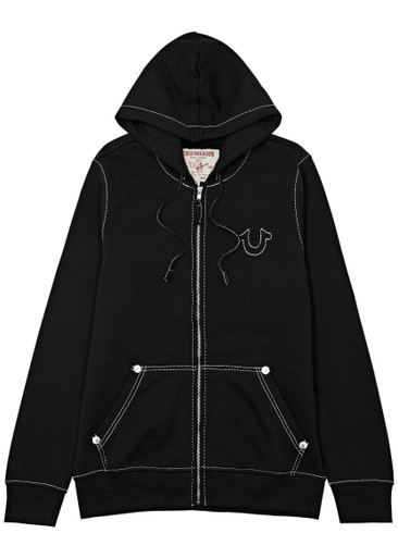 TRUE RELIGION Shrunken Crystal Wing Zip Hoodie in Black | Lyst