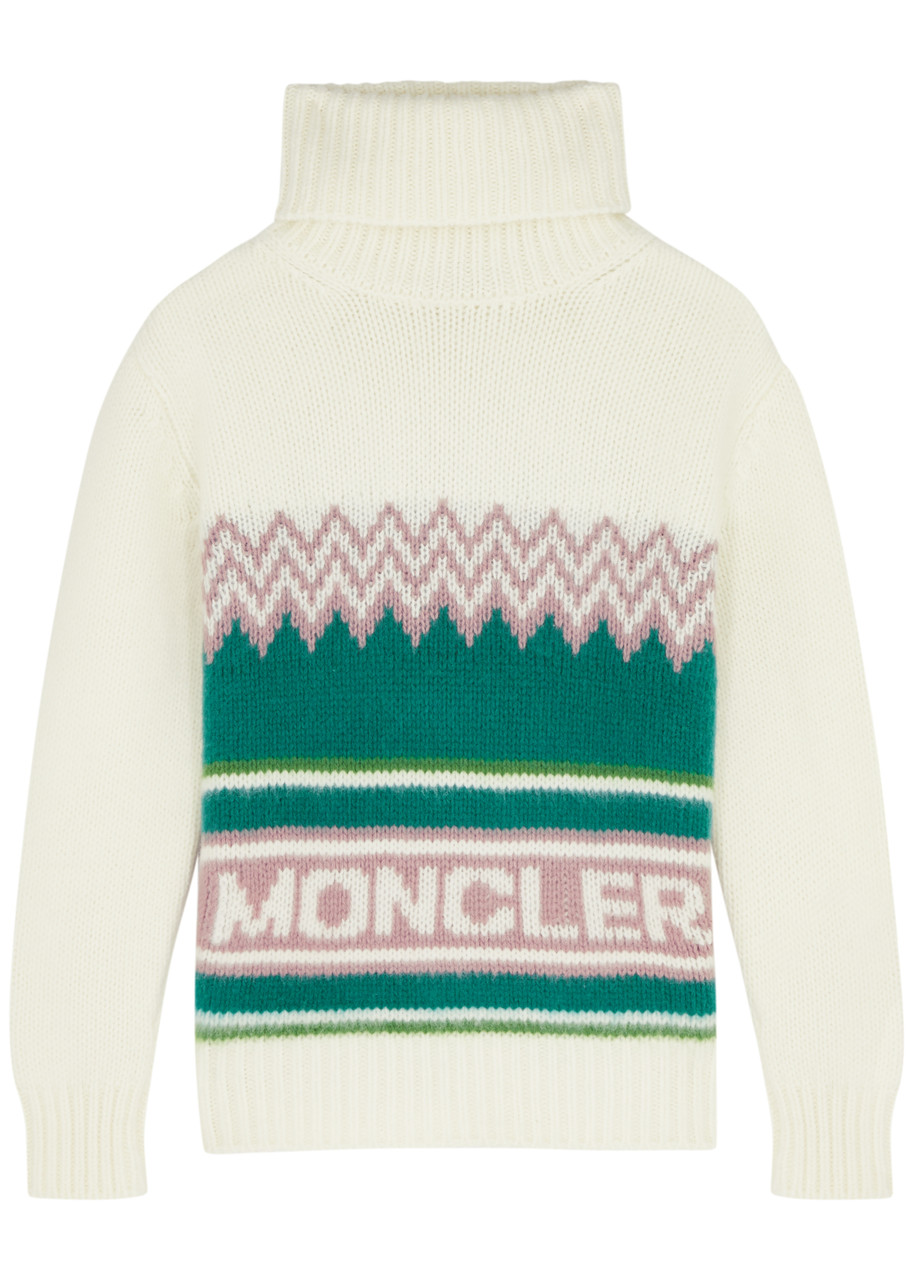 Moncler Logo-intarsia Wool Jumper In Multicoloured