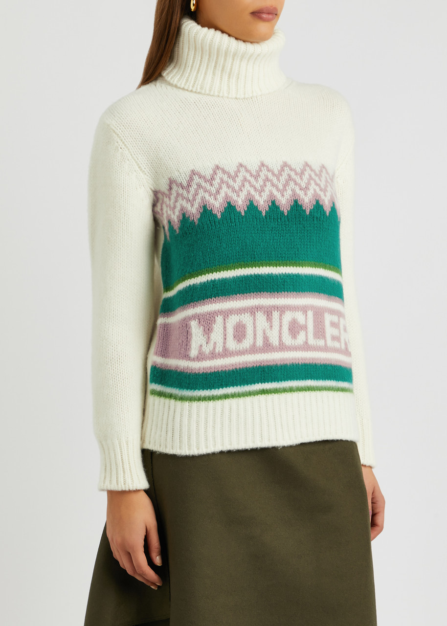 Moncler Dolcevita Intarsia Wool Turtleneck Sweater In Multicoloured