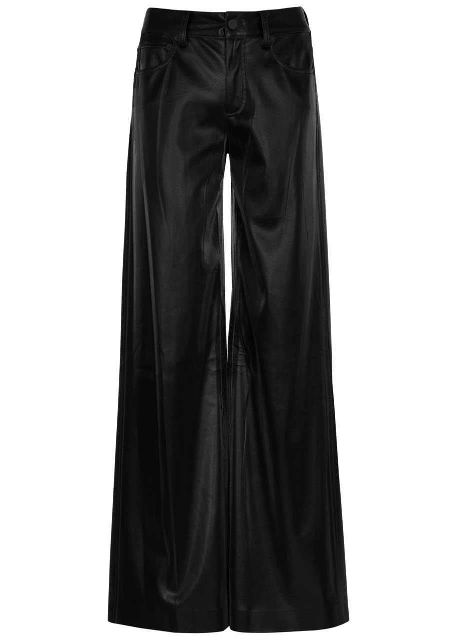 Alice And Olivia Trish Vegan Leather Trousers In Black