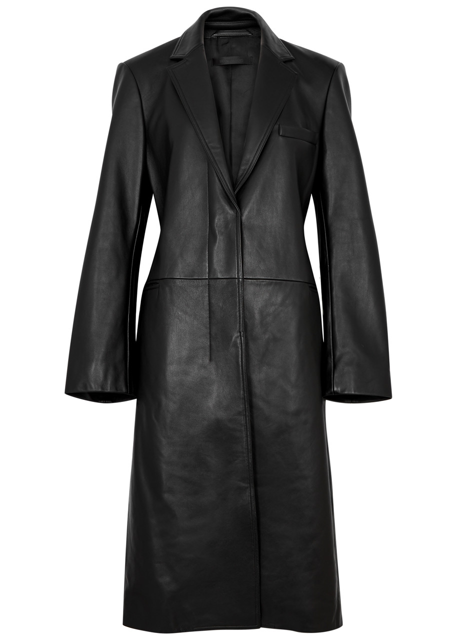 Helmut Lang Leather Coat In Black