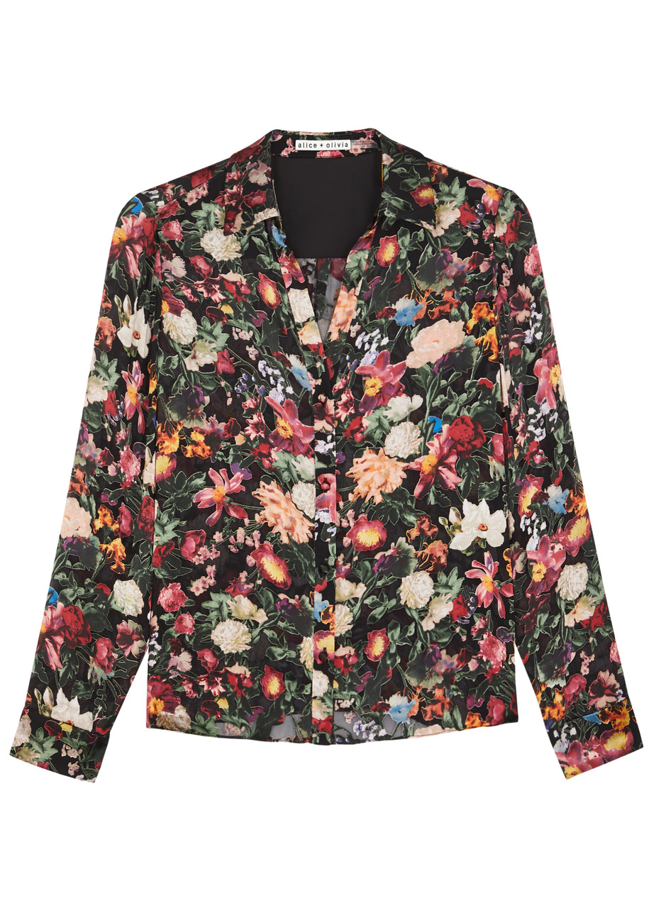 Shop Alice And Olivia Alice + Olivia Eloise Floral-print Chiffon Shirt In Multicoloured 1