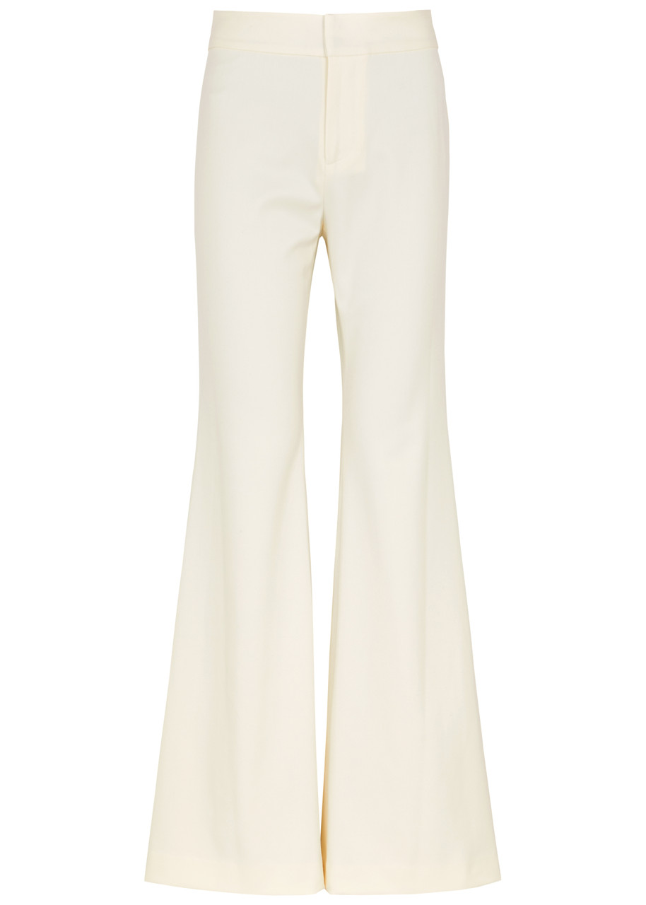 Shop Alice And Olivia Deanna Bootcut Woven Trousers In Off White