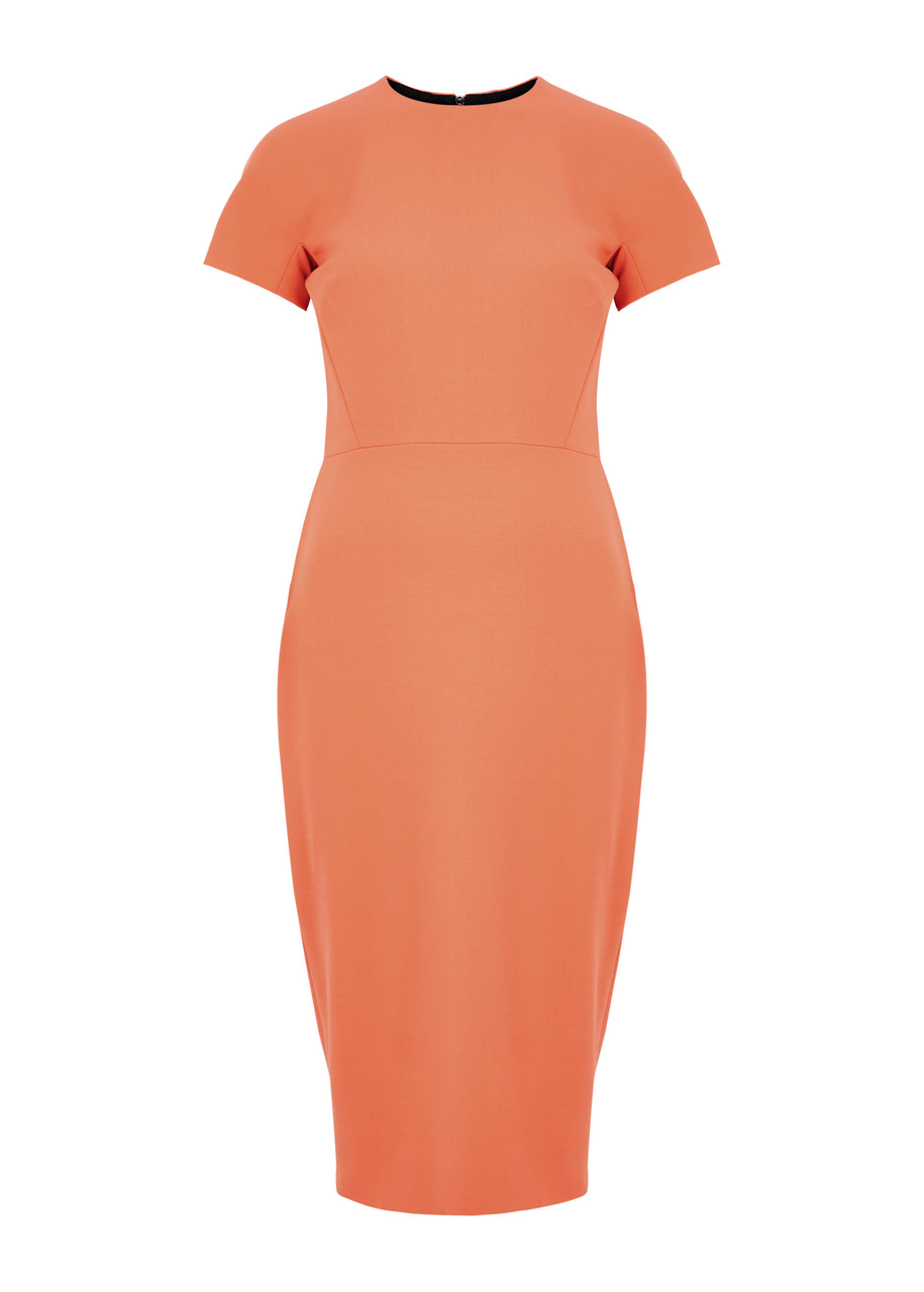 Victoria Beckham Crepe Midi Dress In Orange