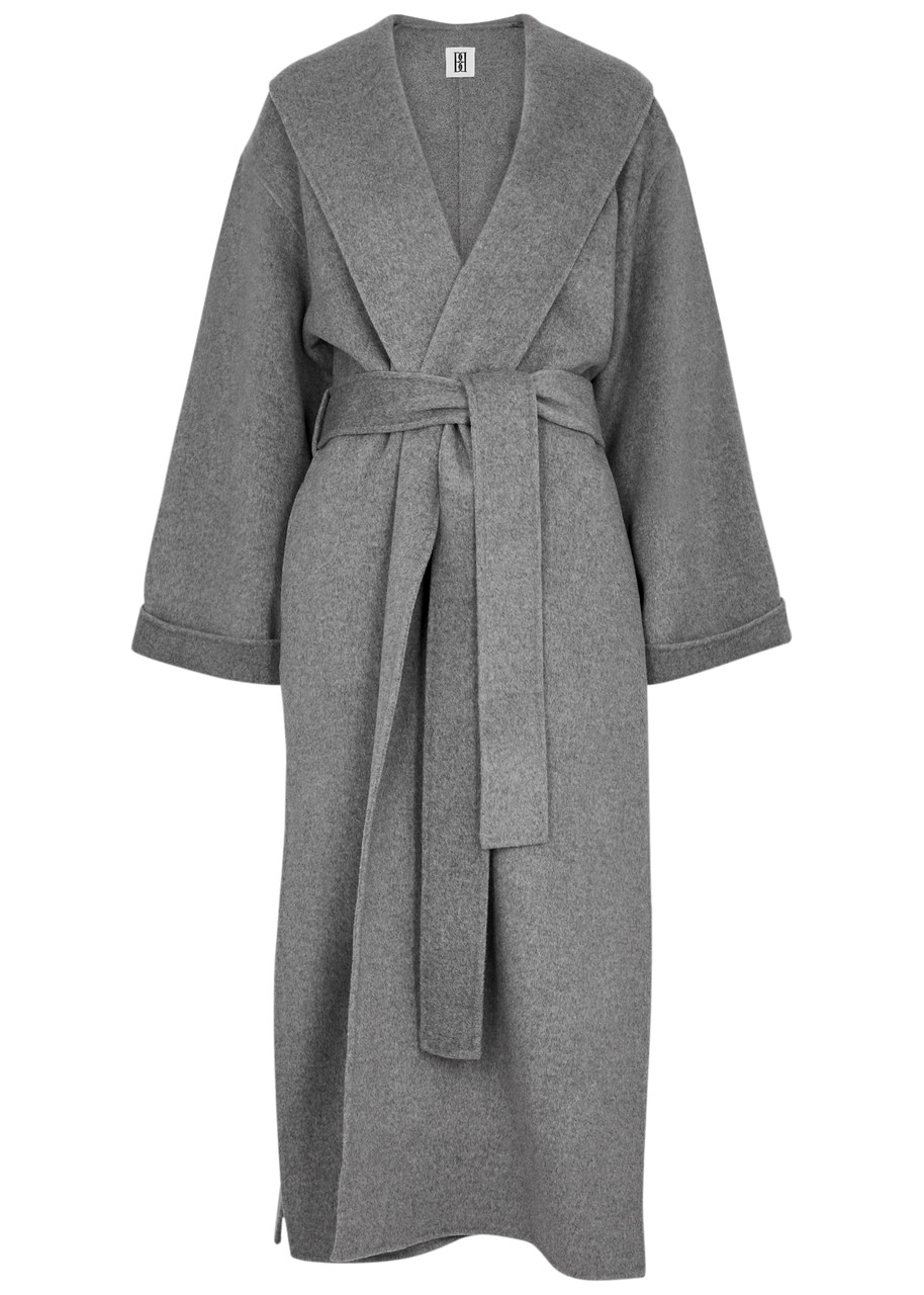 By Malene Birger Trullem Belted Wool Coat In Grey