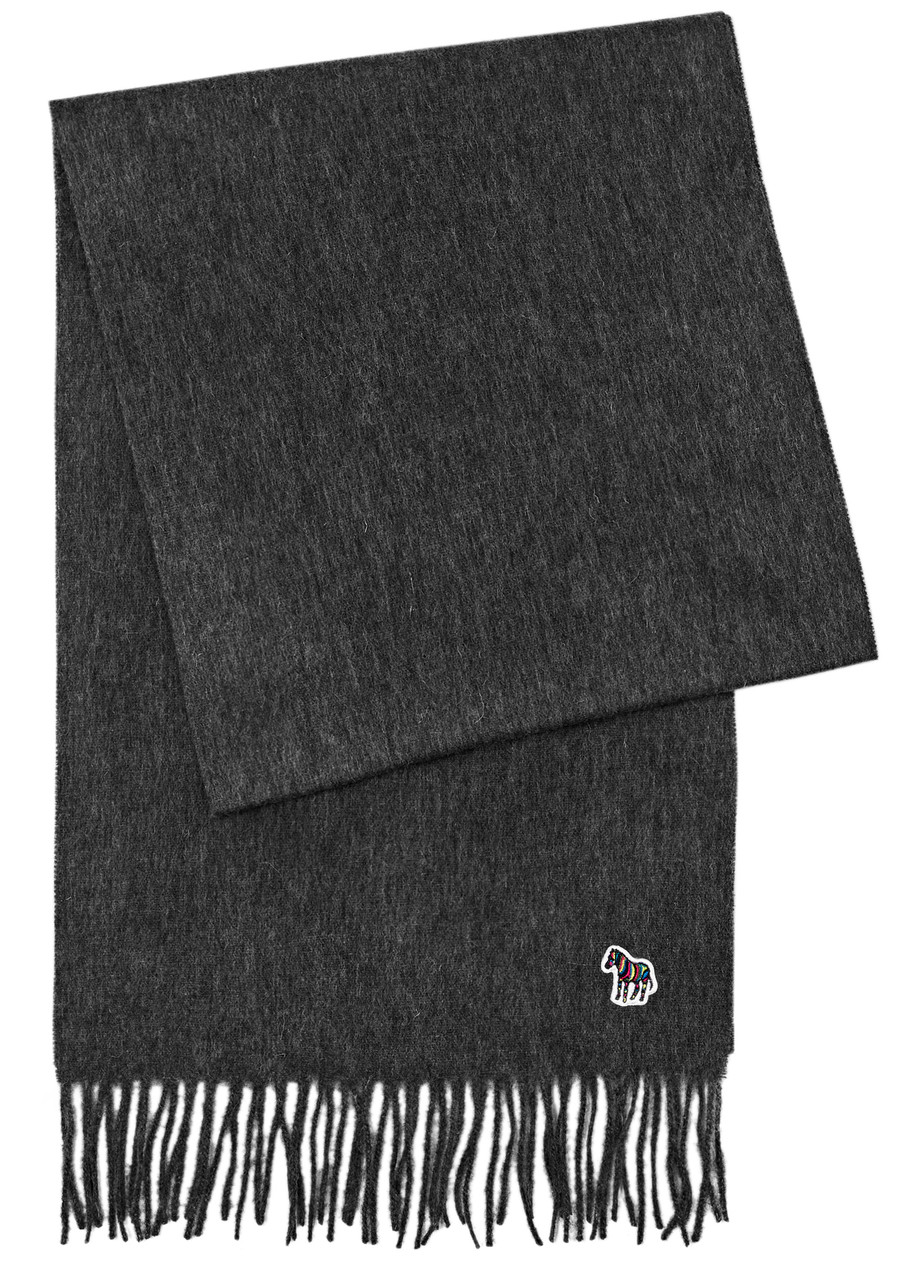 Ps By Paul Smith Fringed Wool Scarf In Grey