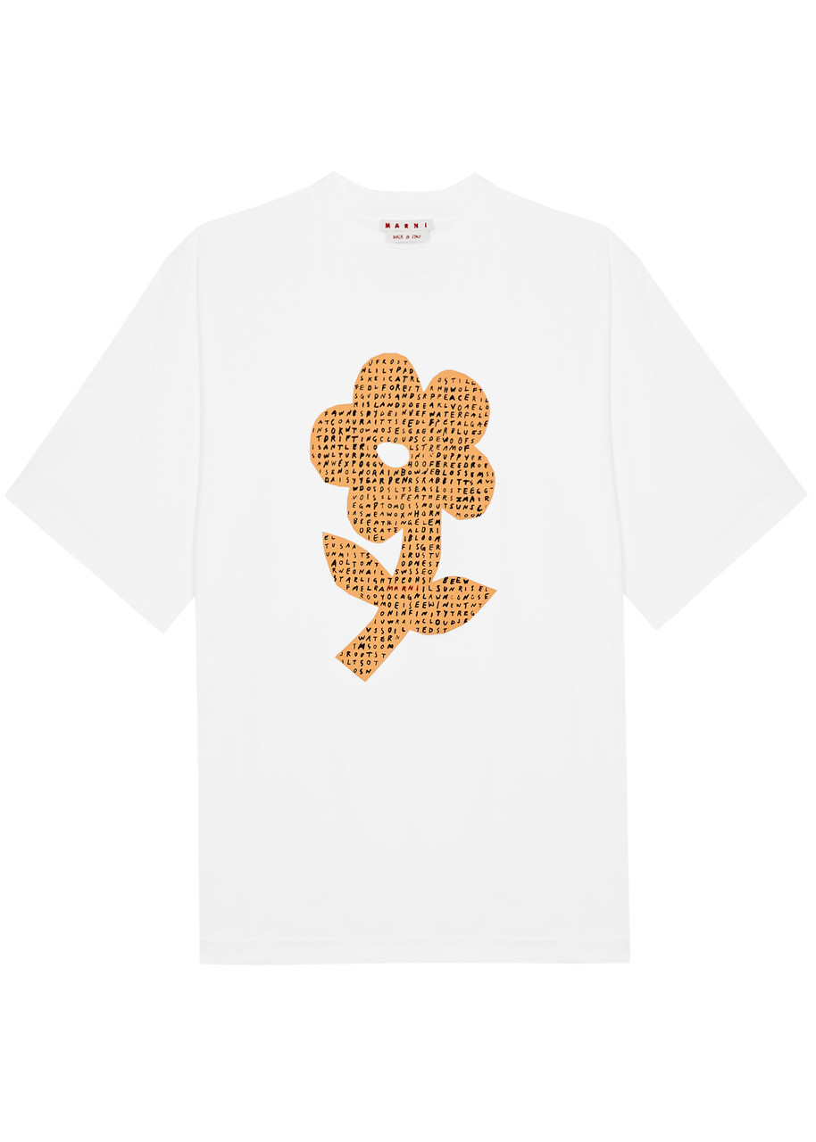 Shop Marni Printed Cotton T-shirt In White