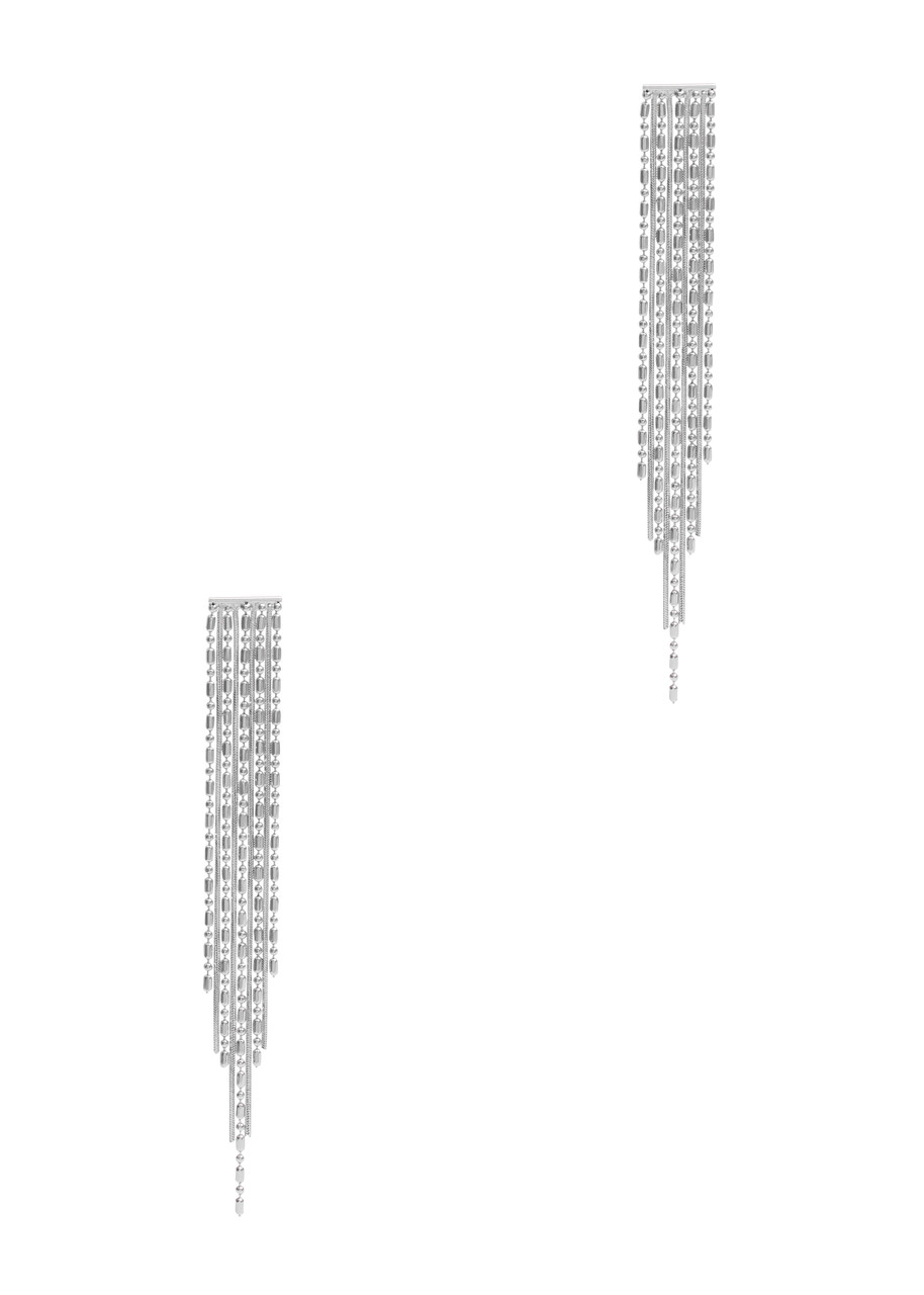 Fallon Waterfall Fringed Drop Earrings In Silver