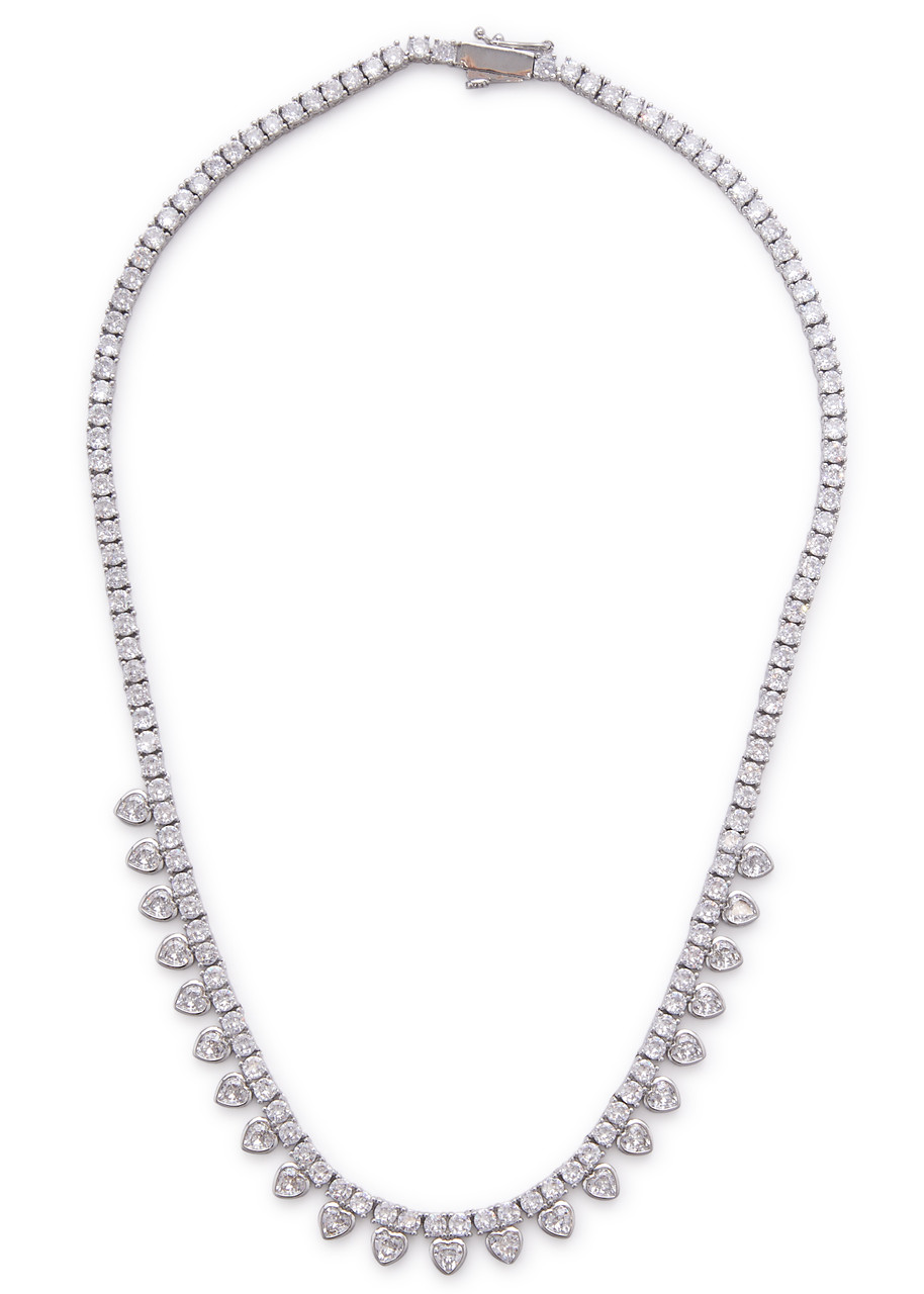 Fallon Bezel Bib Crystal-embellished Necklace In Silver