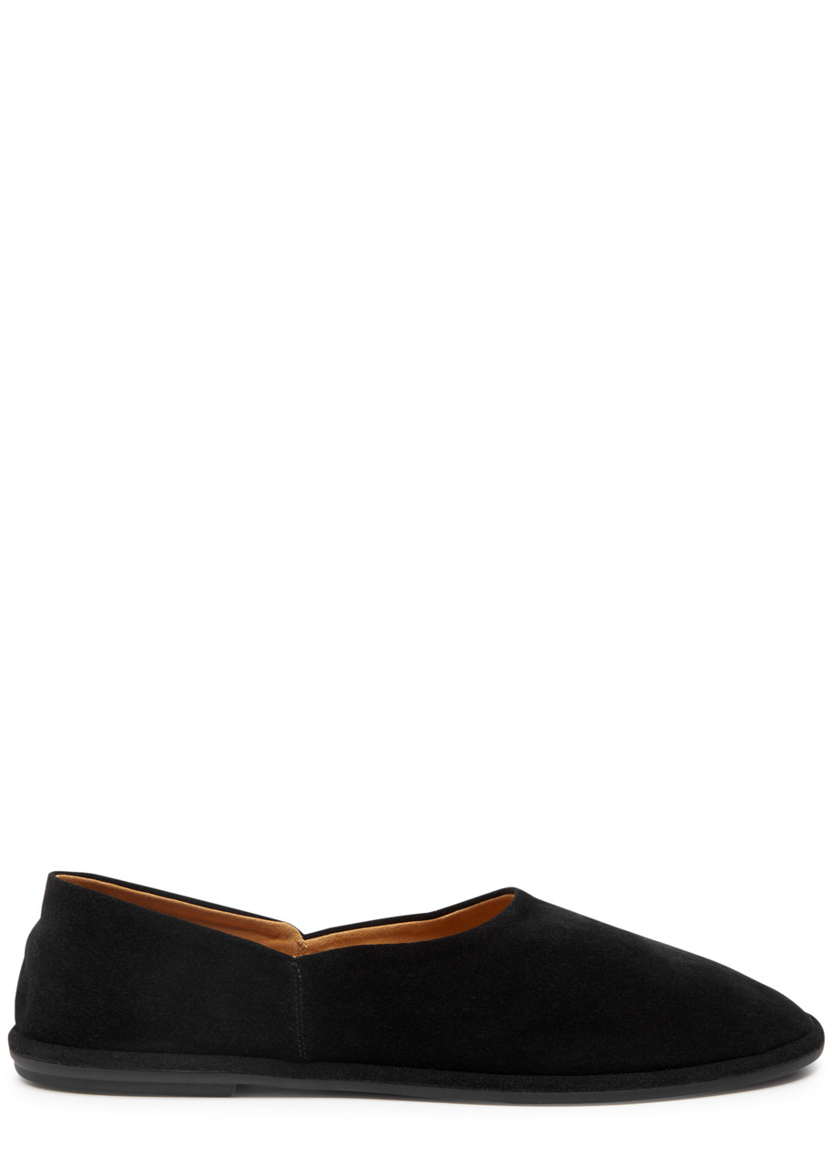 The Row Canal Suede Flats In Black
