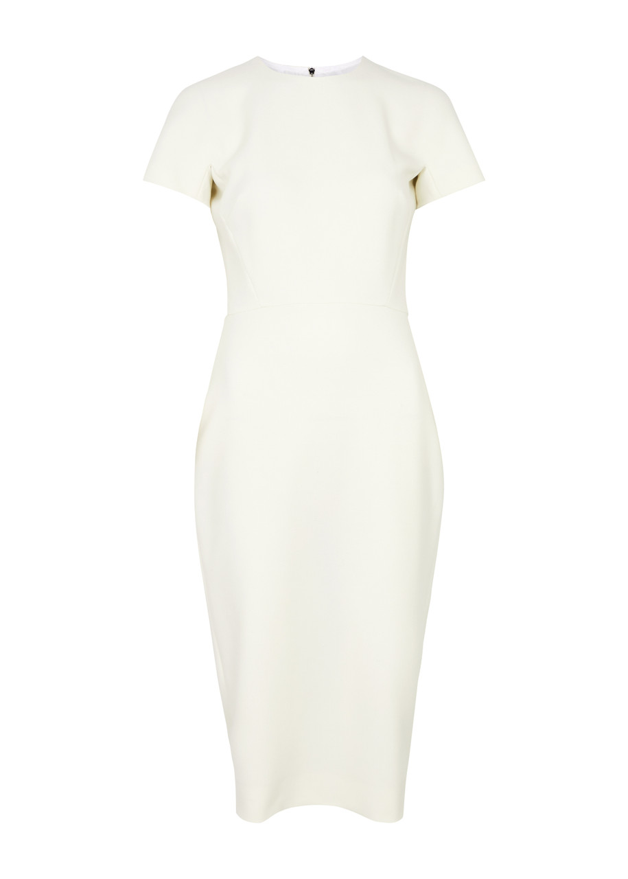 Victoria Beckham Crepe Midi Dress In Ivory