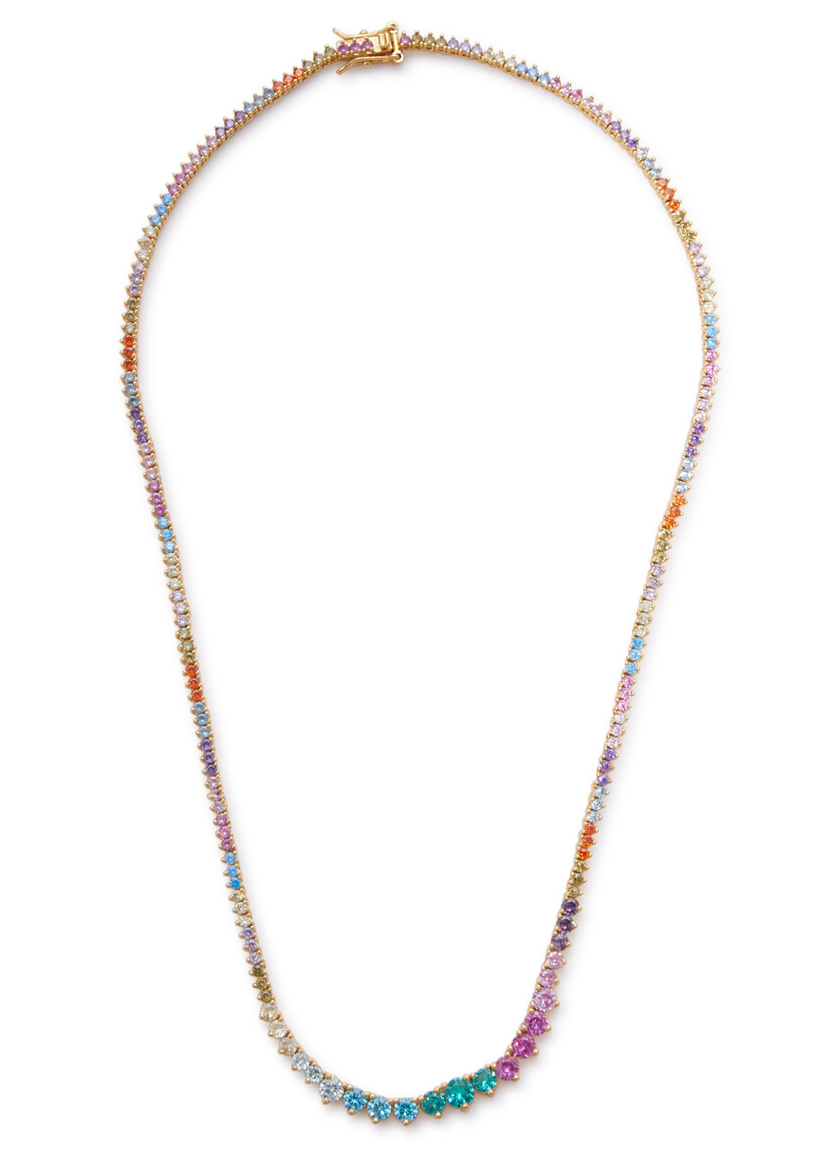 Fallon Candy Rivière Crystal-embellished Necklace In Gold