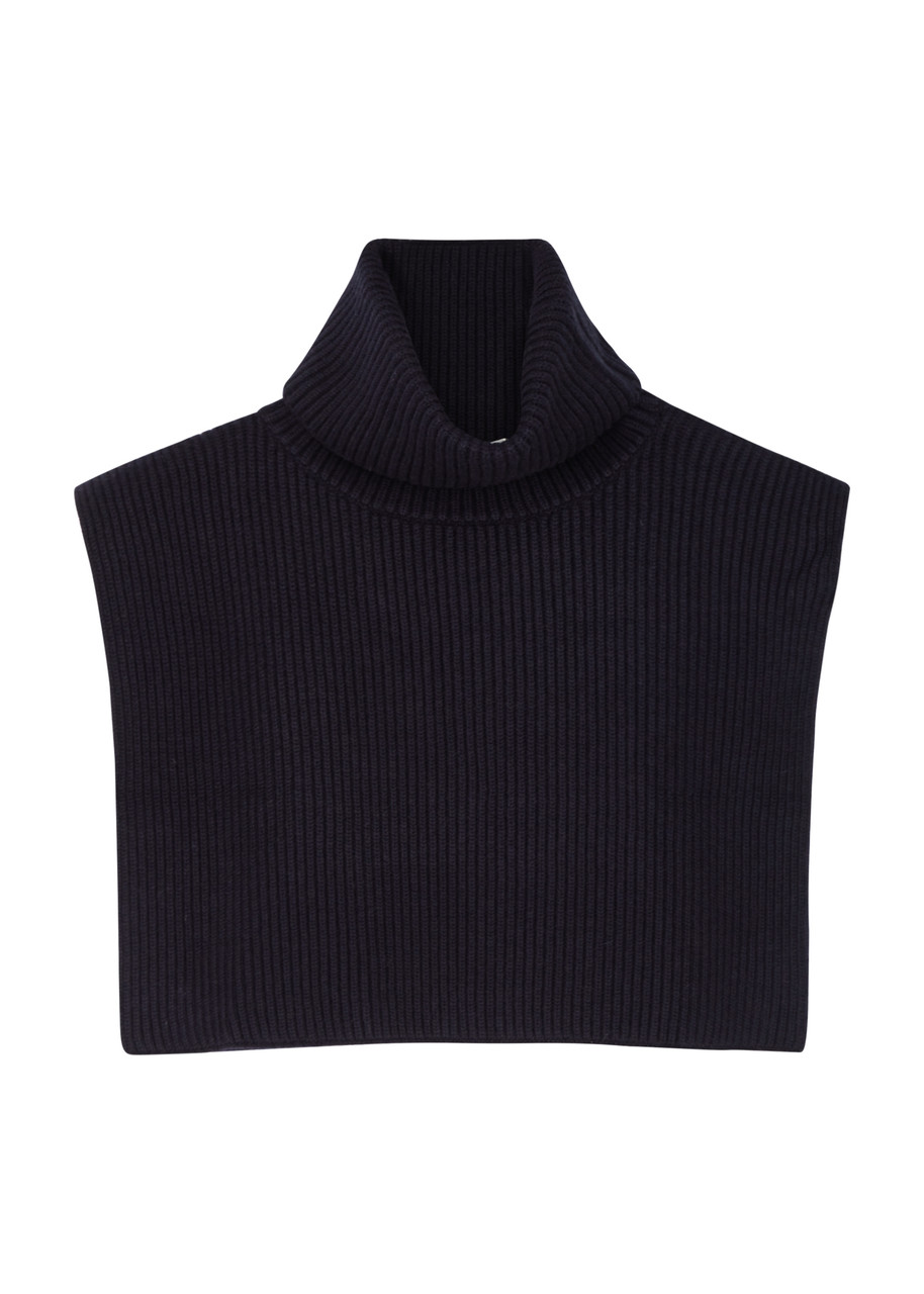 The Row Eppie Ribbed Cashmere Collar In Navy