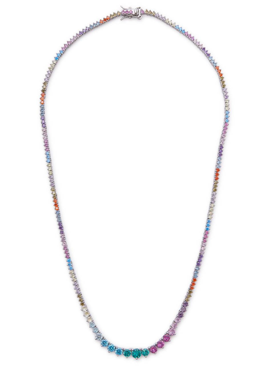 Fallon Candy Rivière Crystal-embellished Necklace In Silver