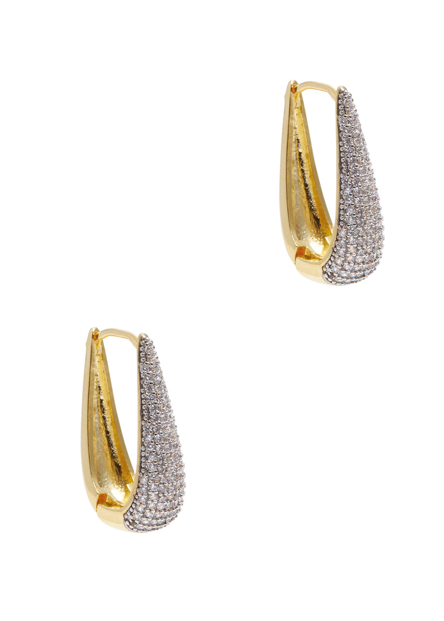 Fallon Elongated Gold-plated Hoop Earrings