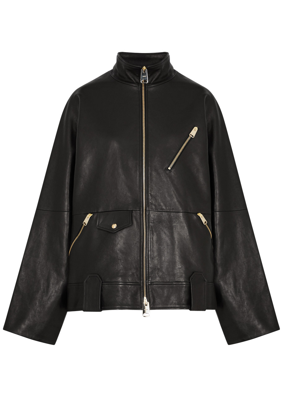 Shop Khaite Shallin Leather Jacket In Black