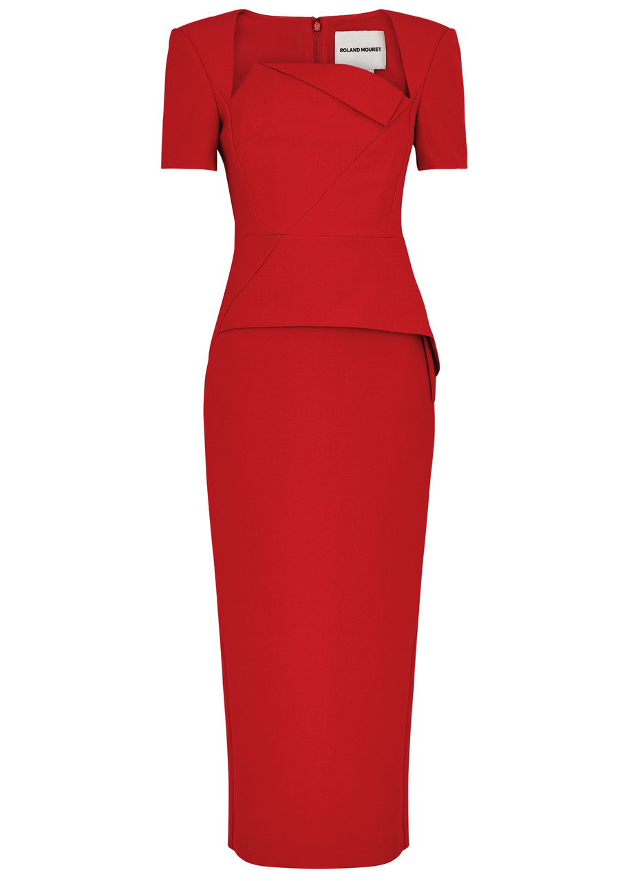 Roland Mouret Peplum Midi Dress In Red