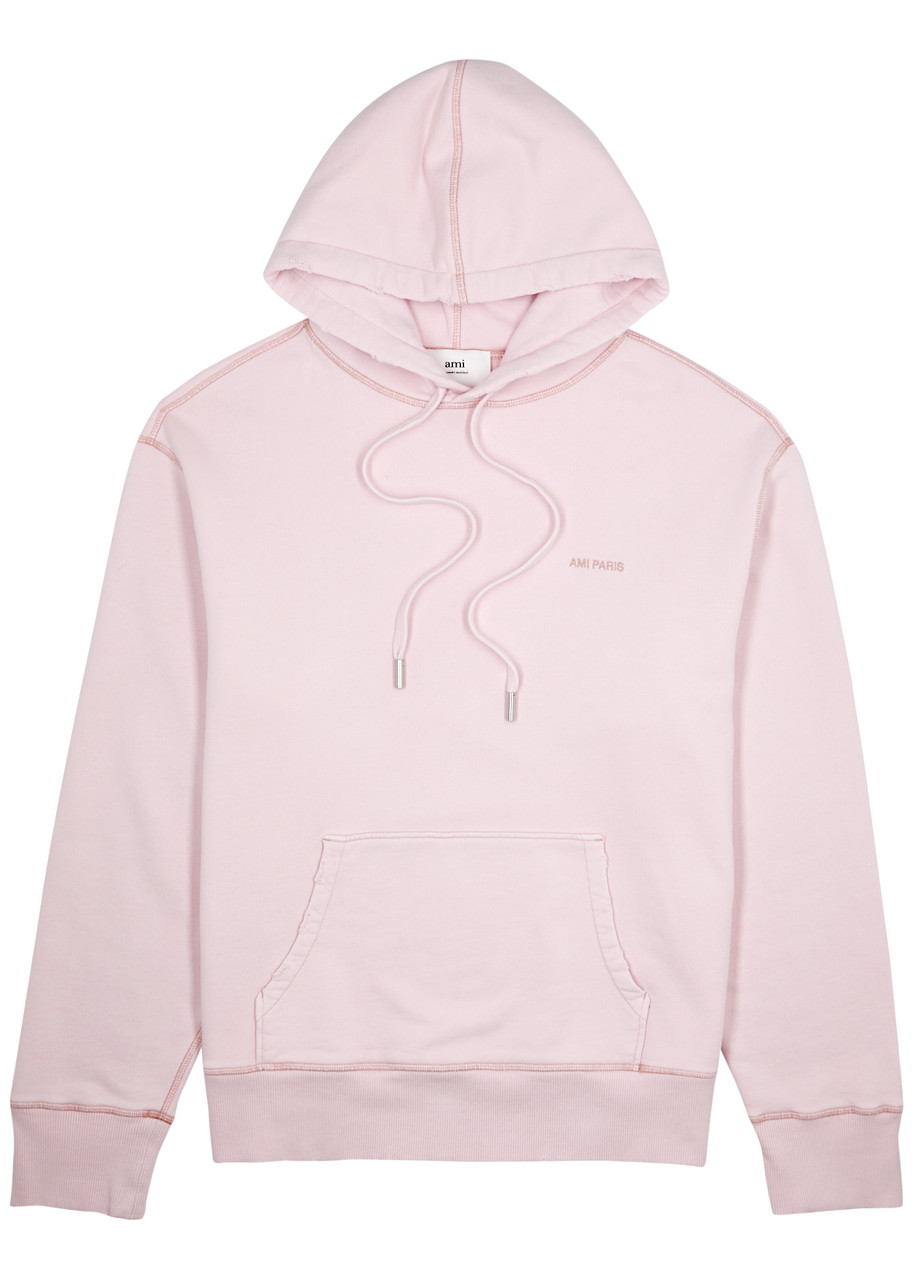 AMI ALEXANDRE MATTIUSSI AMI PARIS FADE OUT LOGO-EMBROIDERED HOODED COTTON SWEATSHIRT