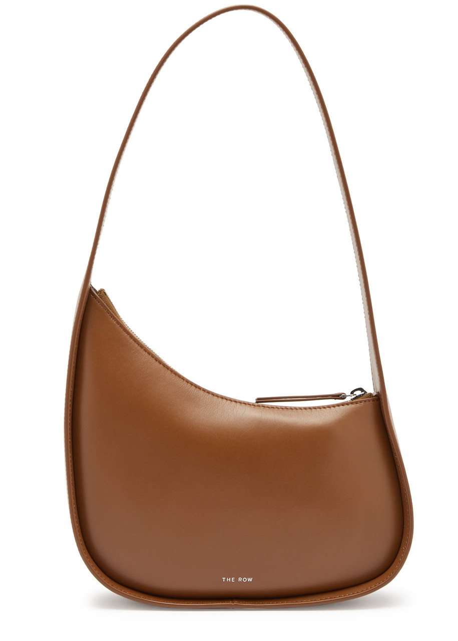 The Row Half Moon Leather Shoulder Bag In Tan