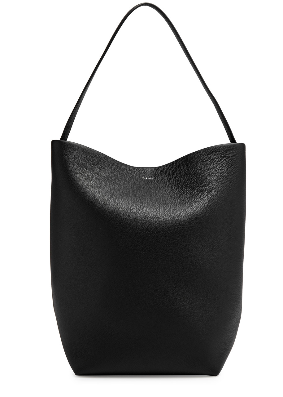 The Row Park Large Leather Tote In Black