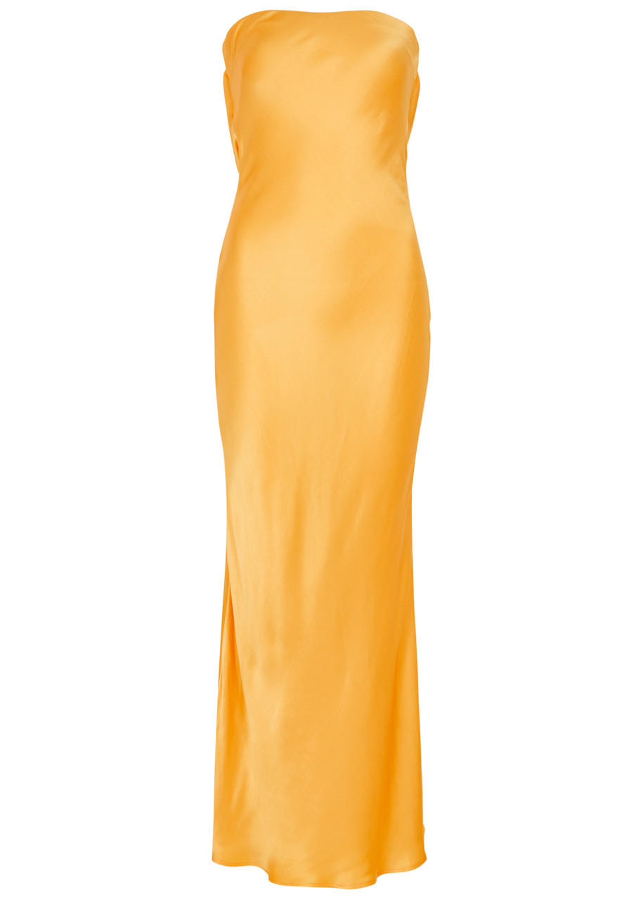 Bec & Bridge Moon Dance Strapless Satin Maxi Dress - Yellow