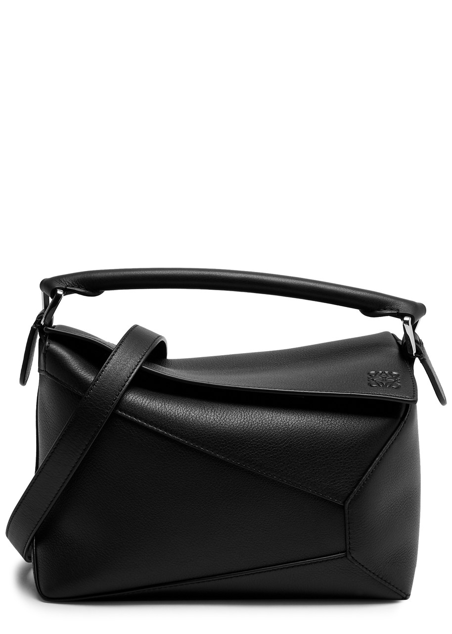 Loewe Puzzle Edge Small Textured-leather Shoulder Bag In Black
