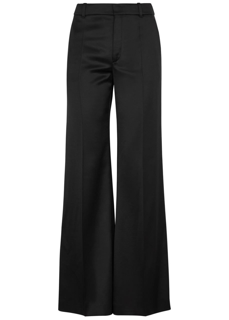 Chloé Chloe Wide-leg Satin Trousers In Black