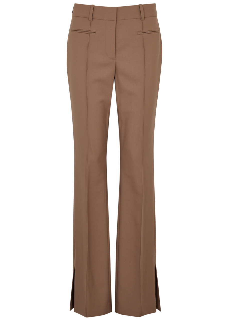 Shop Helmut Lang Stretch-twill Bootcut Trousers In Brown