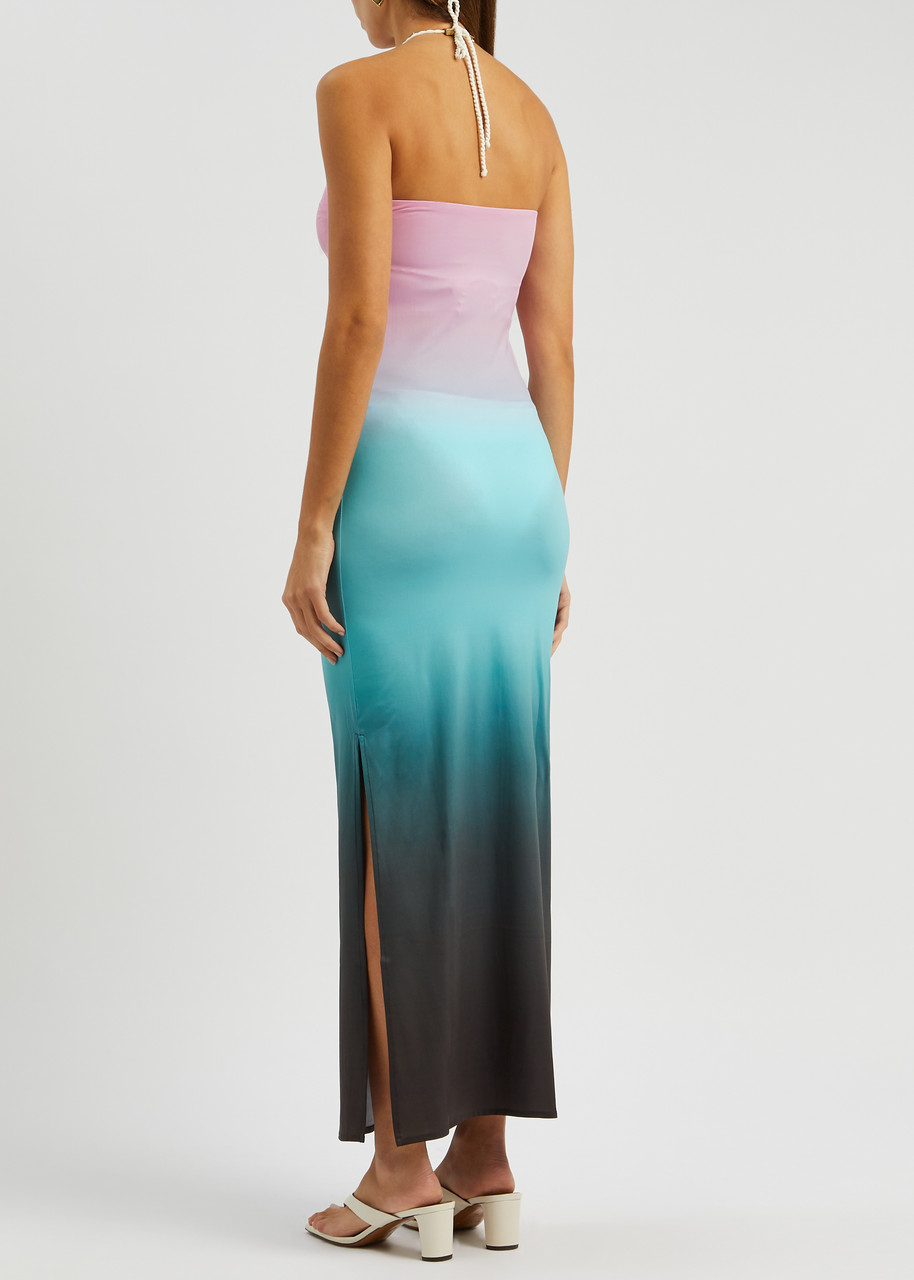  Gimaguas Lea Dégradé Jersey Maxi Dress - Strapless, Side Splits, Designer Evening Dress, Pink - Uk14 / L - L (uk14 / L) 