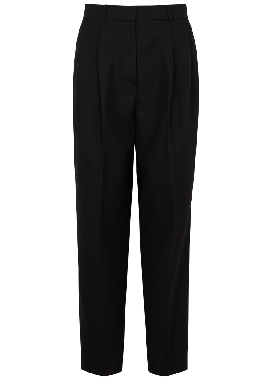 Totême Toteme Pleated Straight-leg Trousers In Black