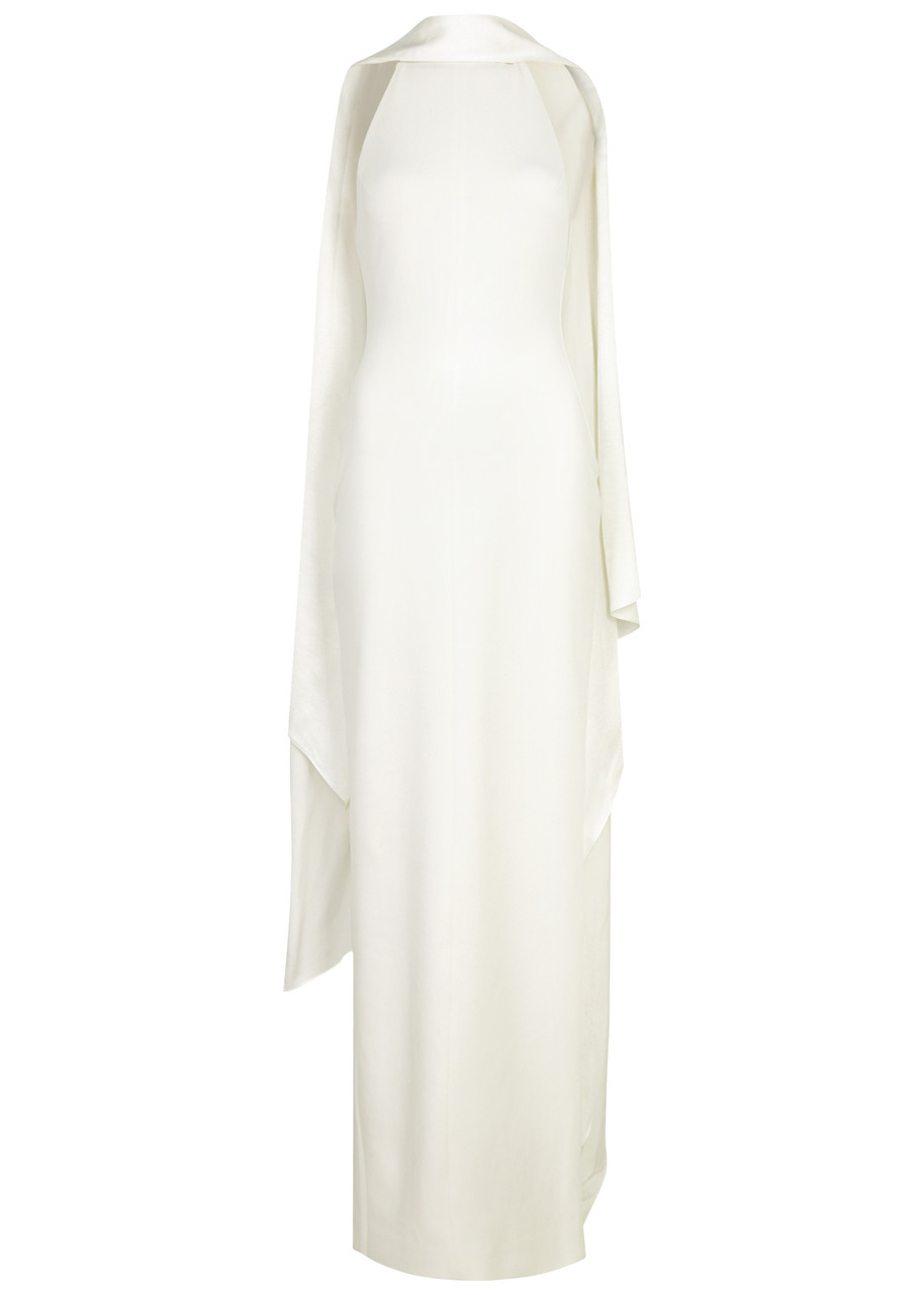 Solace London Dahlia Scarf-effect Maxi Dress In Cream