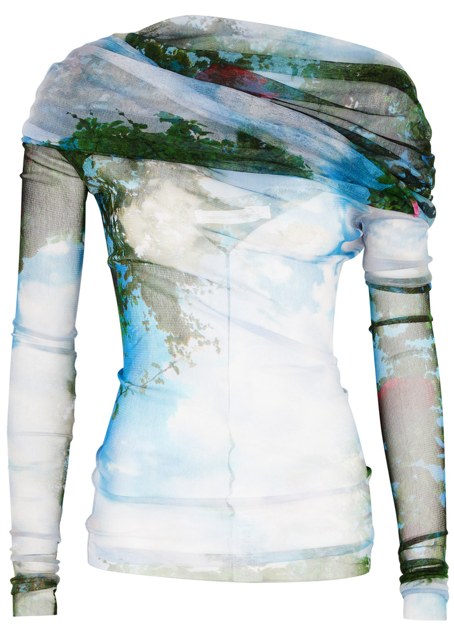 Christopher Esber Lucid Veiled Printed Silk Top In Multicoloured